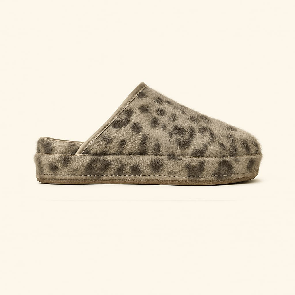 SPA GAIT Custom Orders section featuring a luxury leather clogs womens design in a unique animal print. This art clogs image emphasizes the exclusive, artistic process of creating a custom masterpiece.

High-end, custom SPA GAIT clogs in a leopard print. The image highlights the most exclusive and personalized leather clog shoes, offering maximum clogs comfort and imaginative design.