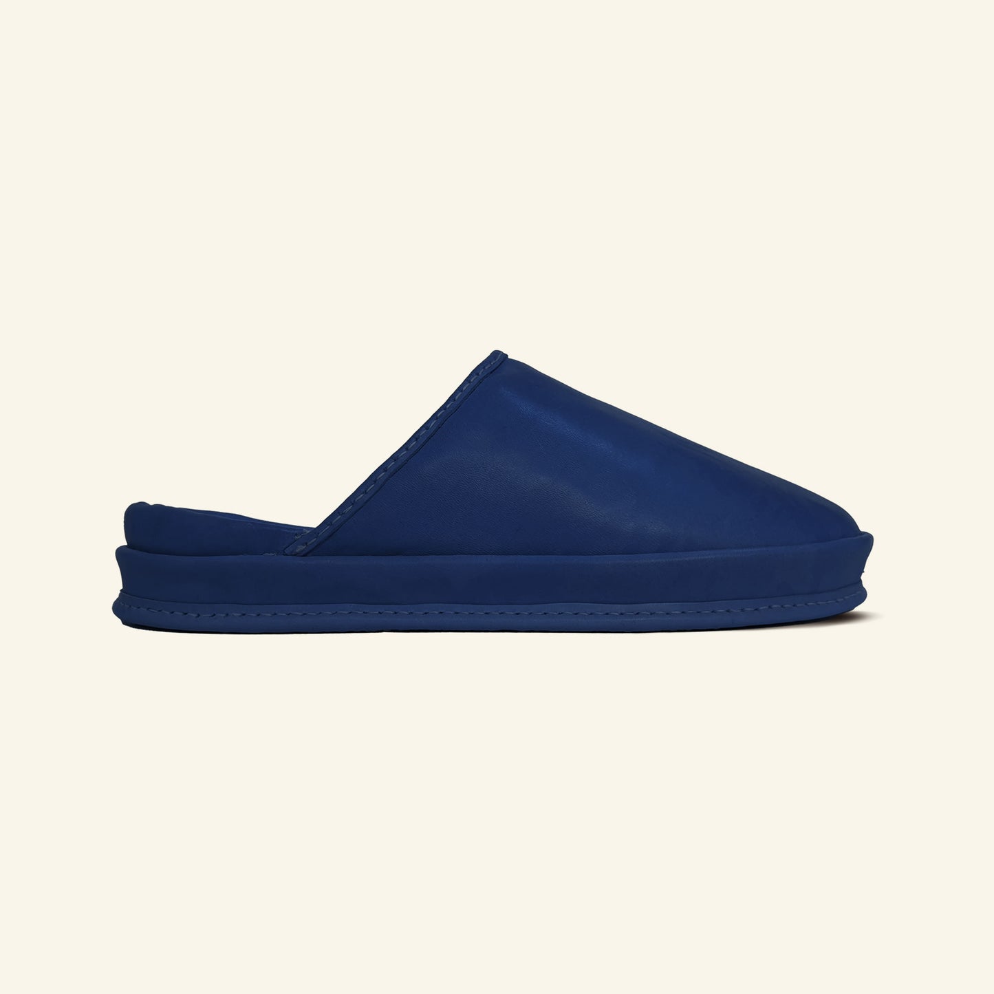 Deep Baltic anatomical shoes – eco-friendly leather clogs on white background. Natural leather clogs Deep Baltic color, comfortable leather slippers display. Eco-friendly clogs, Deep Baltic natural leather slippers for everyday wear. 