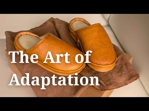 Video showing SPA GAIT adaptive clogs made from natural materials, demonstrating anatomical footbed adjustment on first wear. Includes sound of initial step and visual fit as the leather footwear begins to mould to the foot. Second part shows the natural shoes after one hour of wear, highlighting ergonomic comfort, grounded movement and adaptive design. Sustainable, plastic-free footwear crafted from vegetable-tanned leather and coconut fibre. Designed for creatives, wellness professionals and conscious con